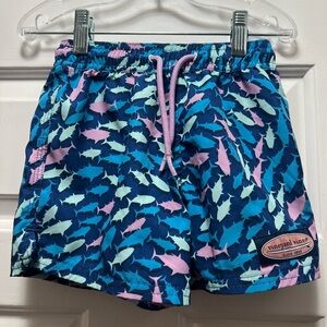 Vineyard Vines Blue and Purple Fish Print Swim Trunks Size 3T